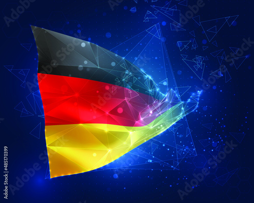 Germany, vector 3d flag on blue background with hud interfaces