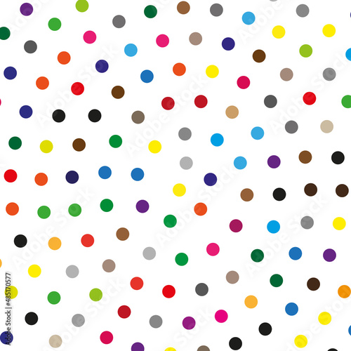 Circular pattern of colored circles on white background 