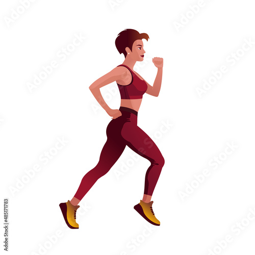 Girl runner. Isolated Vector illustration for mockup or flat design advertising banner.