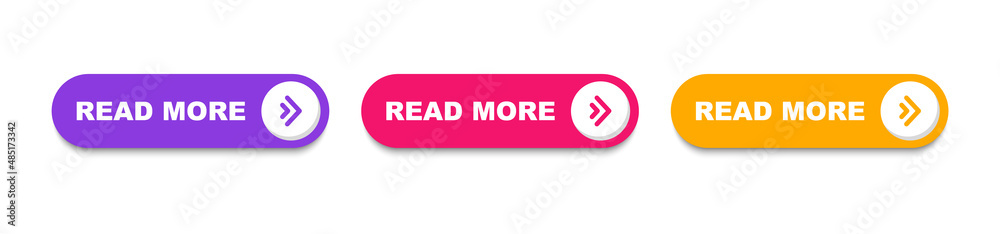 Set of read more buttons. Read more button for website design. Call for action buttons. Modern colorful buttons collection. Vector illustration. Set of read more buttons. Read more button for website design. Call for action buttons. Modern colorful buttons collection. Vector illustration.