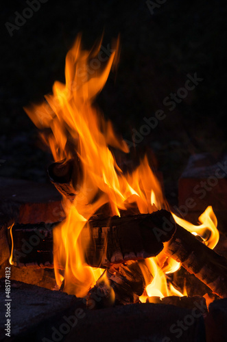 Campfire in the autumn evening
