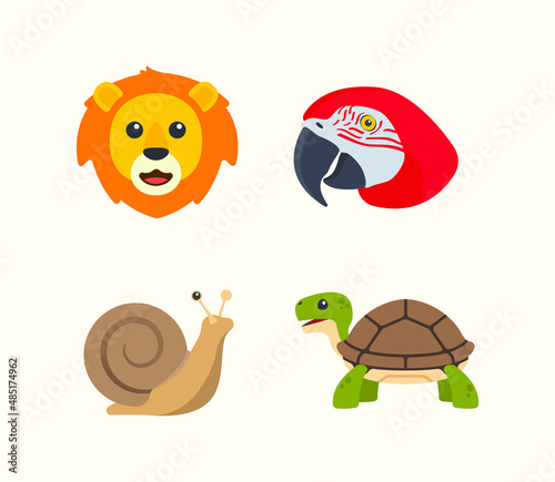 Animal emoji vector illustration set. Animal icon set
