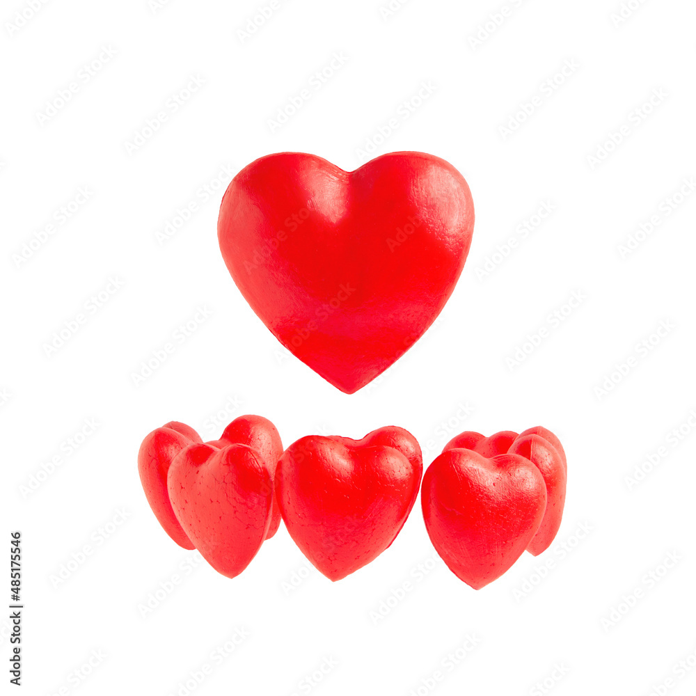Red hearts floating on white backgrounds. a symbol of love, affection, anniversary. A minimal concept of happiness, fulfillment, togetherness. Valentine's Day. Red hearts floating on white backgrounds. a symbol of love, affection, anniversary. A minimal concept of happiness, fulfillment, togetherness. Valentine's Day.