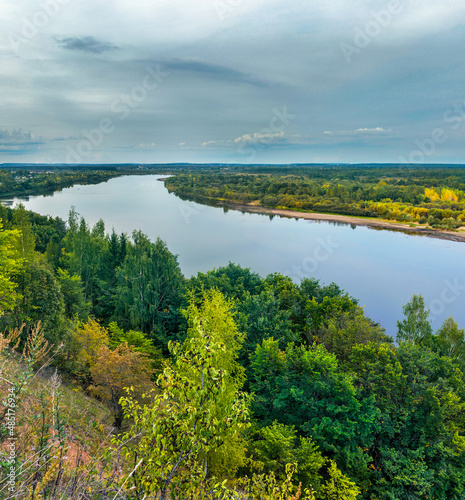 vyatka river from a high bank on an autumn day