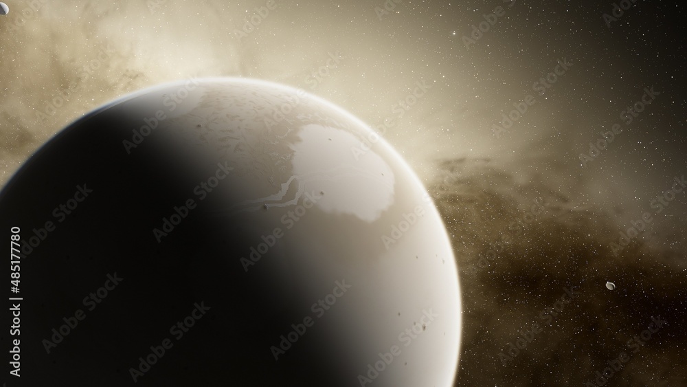 planet suitable for colonization, earth-like planet in far space, planets background 3d render