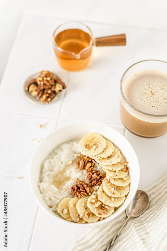 rice porridge with banana and nuts rice porridge with banana and nuts