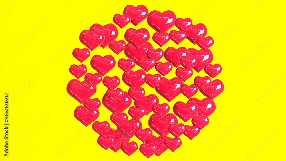 Congratulations on Valentine's Day. Red balloons in the shape of hearts on a yellow background. 3D rendering.
Congratulations on Valentine's Day. Red balloons in the shape of hearts on a yellow background. 3D rendering.