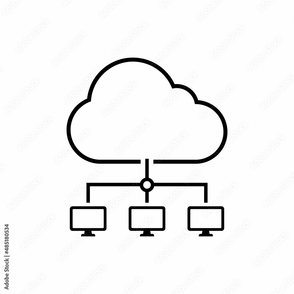 Virtual cloud icon design. Hosting concept. Outline style. Vector. Virtual cloud icon design. Hosting concept. Outline style. Vector.