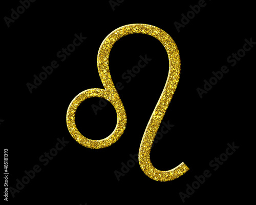 Leo Zodiac Astrology symbol Golden icon Gold Glitters logo illustration