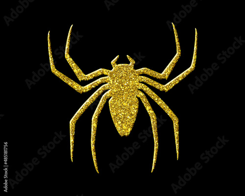 Spider Arachnid symbol Golden icon Gold Glitters logo illustration