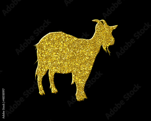 Goat Animal symbol Golden icon Gold Glitters logo illustration