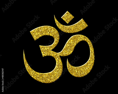 Om, Brahman Hinduism symbol Golden icon Gold Glitters logo illustration