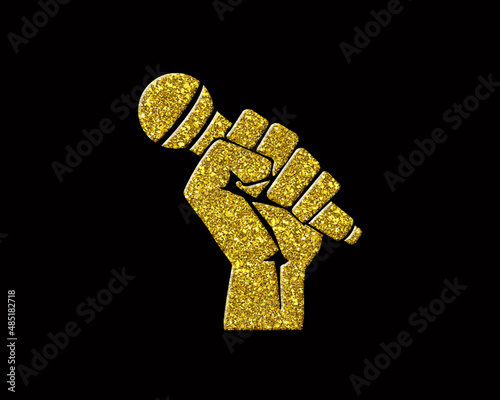 Microphone Mic symbol Golden icon Gold Glitters logo illustration