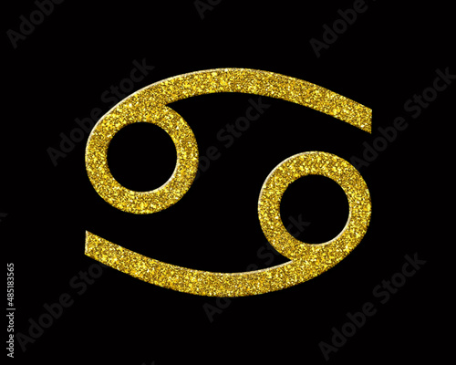 Cancer Zodiac Astrology symbol Golden icon Gold Glitters logo illustration