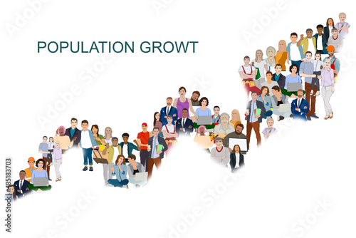Large group of people in the shape of a grossing arrow. Way to success business concept. illustration photo