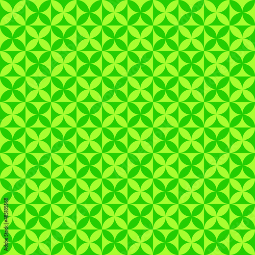 Abstract background. Colorful geometrical pattern. Modern design. Diagonal line. Square pattern. Green flower shape background. Green checker wallpaper. Crossing hatch. Happy St.Patrick's Day.