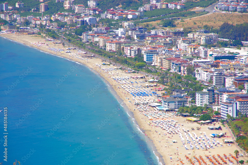 Turkey. Alanya 09.14.21. View from a height of the Mediterranean Sea and the famous Cleopatra Beach.