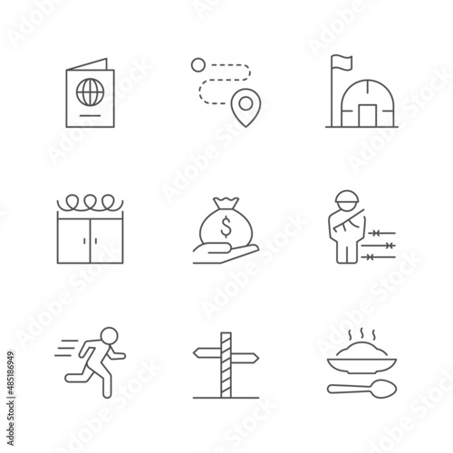 Set line icons of refugee