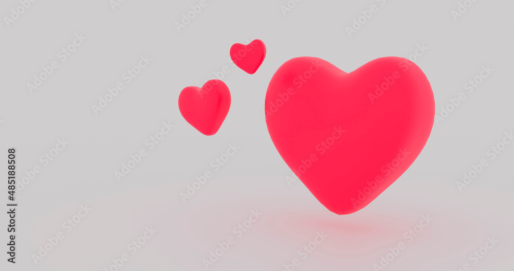 3D Red heart shape isolated on white