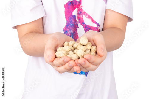 peanuts hand isolated on white background
