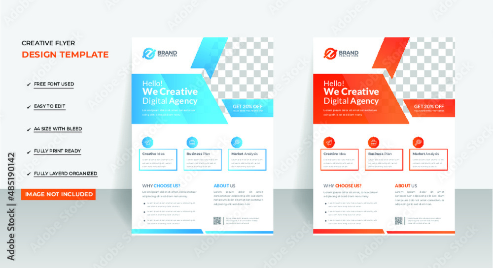 Modern creative digital agency flyer design easy to edit Premium Vector