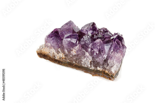Amethyst Crystal Druse  macro mineral on white background