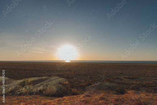 Moon overlooking the Aral Sea © Sergey Povoroznyuk