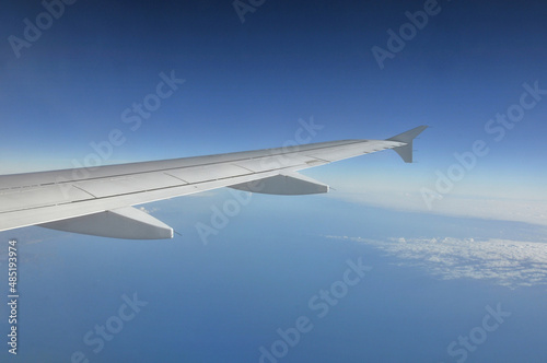 Airplane's wing during flight