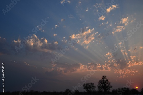 Beautiful sunset near Gweta, Botswana photo