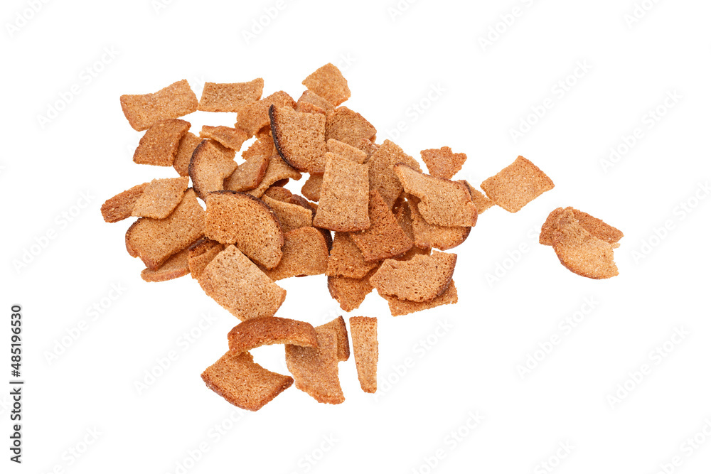 heap of rye crackers isolated on white background
