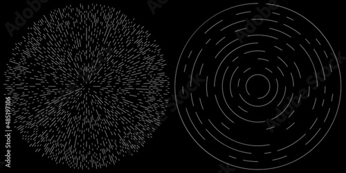 Radial, radiating circular, concentric lines vector element