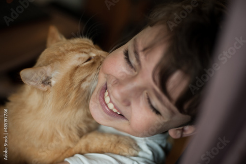 person with cat