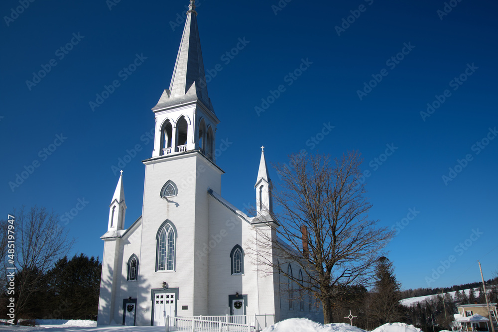 Nice church on the Canadian countryside in the province of Quebec