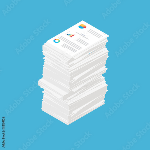 Carelessly folded stack of documents. Financial or accounting reporting.