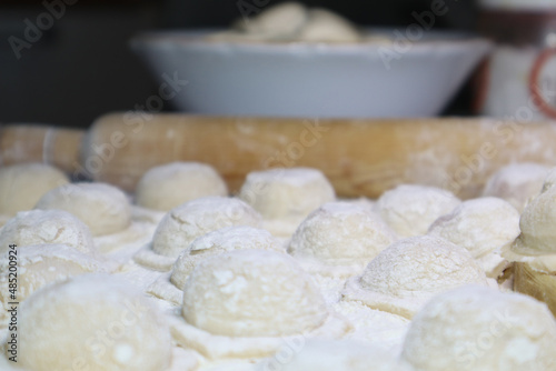 Dumplings made by hand. Traditional Russian food