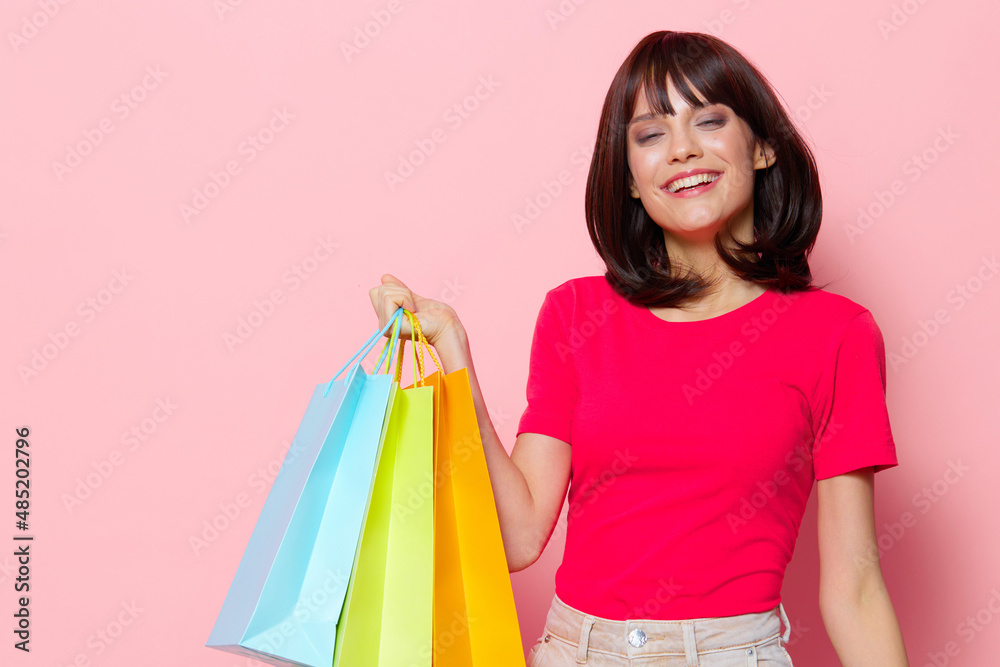 beautiful woman shopping emotions posing joy Lifestyle fashion