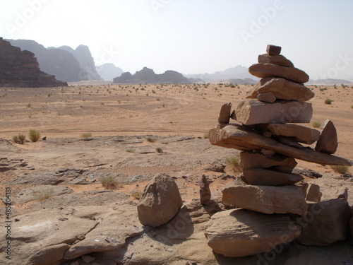 Wadi Rum desert, Jordan, August 14, 2010: Sign stones in Wadi Rum desert, Jordan photo