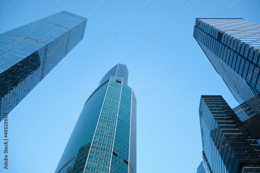 Skyscapers in the city. The financial center of Moscow. High quality photo. Financial center in the city. Office buildings. Modern skyscapers building in Moscow