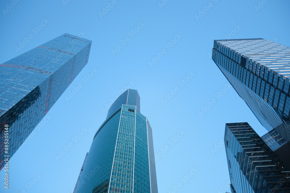 Skyscapers in the city. The financial center of Moscow. High quality photo. Financial center in the city. Office buildings. Modern skyscapers building in Moscow