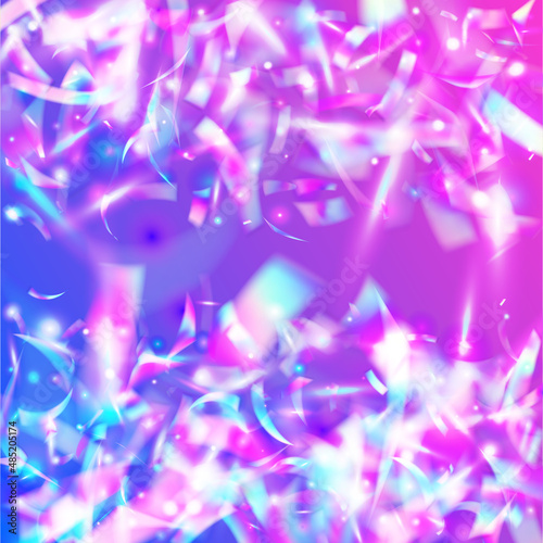 Cristal Confetti. Luxury Art. Violet Blur Background. Disco Flye
