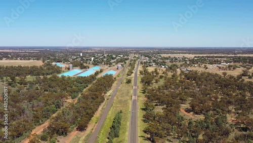 Speed barrier highway through Nyngan town of Outback Australia as 4k.
 photo