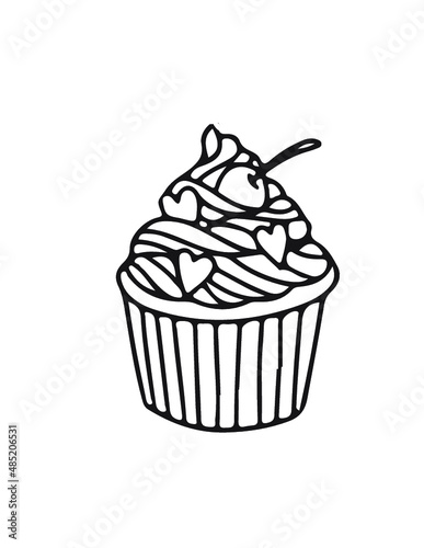 cupcake hand drawing with love