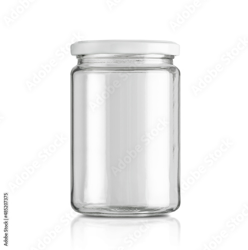 Glass jar isolated on white background with