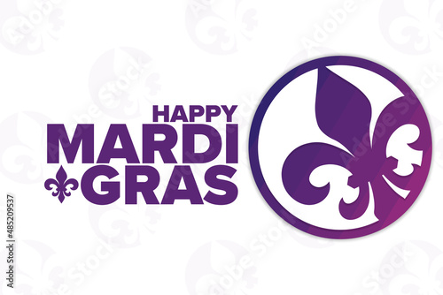 Happy Mardi Gras. Holiday concept. Template for background, banner, card, poster with text inscription. Vector EPS10 illustration.