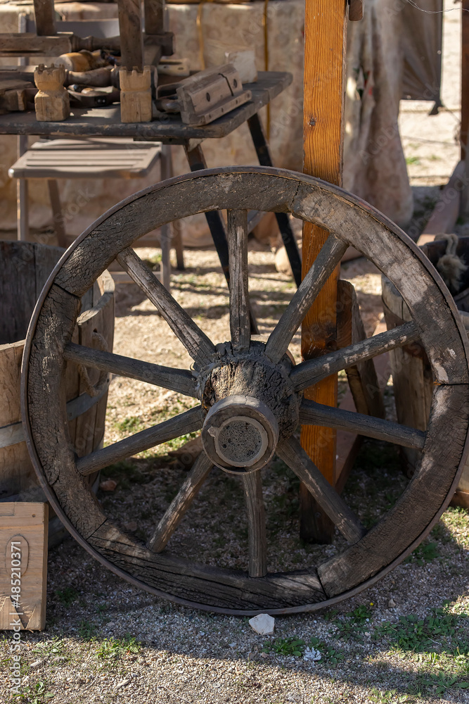 old 16th century cannon wheel