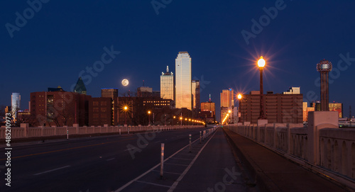 night view of the city with full moon