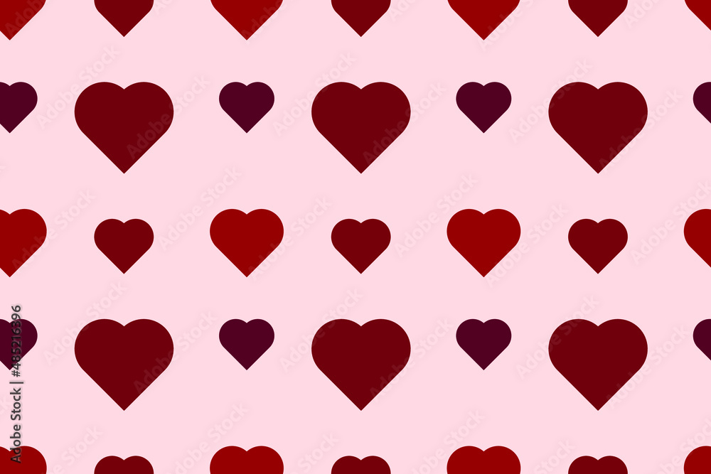 Seamless pattern of red hearts.  Valentine's Day in a seamless background