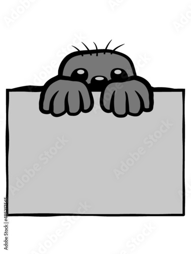 Maulwurf zeigt Schild 