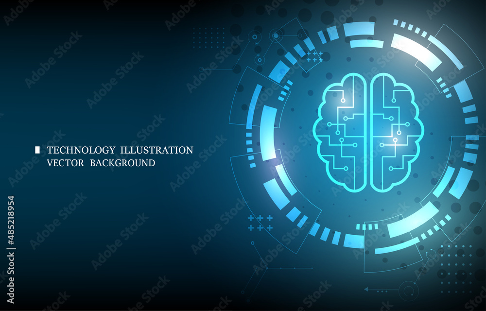 Vector technology cyber computer brain system.Artificial intelligence vector background