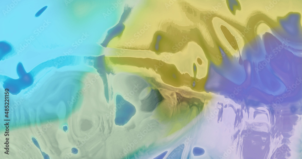 Fototapeta premium Blurry, soft, abstract colorful background. Wet effect on opal glass plate colored with soft colors: pink, green, light blue and orange.